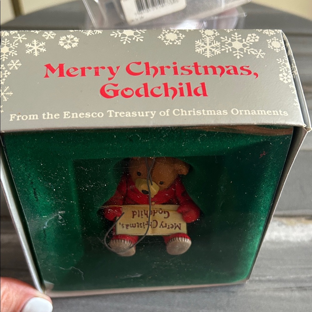 Enesco Bear Red and Green Christmas Ornament NWB